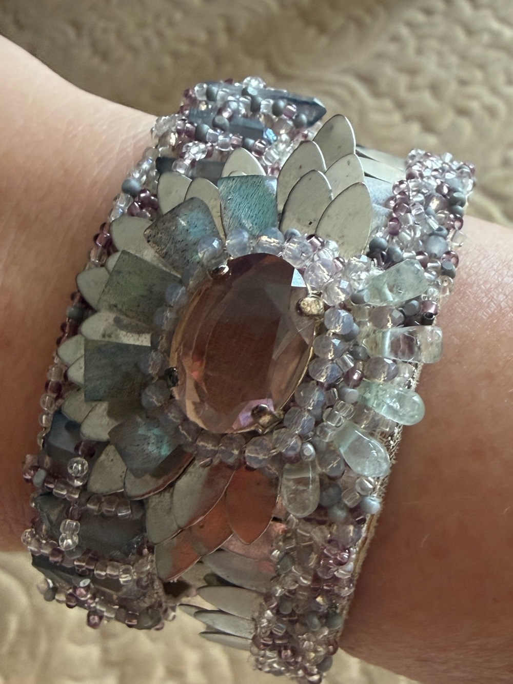 DEEPA GURNANI ANAYA CUFF,jewelry limited edition bracelet silver/purple LIKE NEW